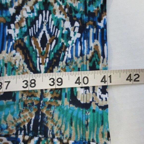 EVAN PICONE Jersey Knit Faux Wrap Dress Womens 12 Blue Geometric Paisley Print1 - Picture 10 of 12